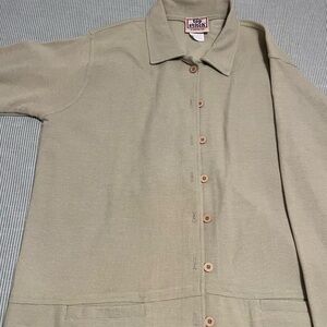 Top Stitch Women's tan/light olive Button-Up Sweater